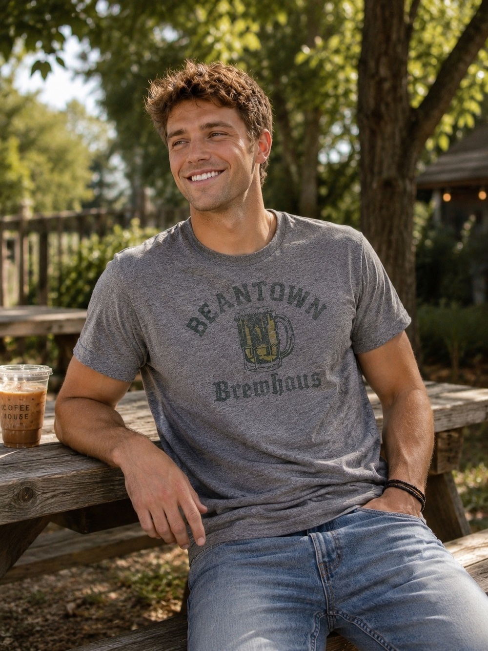 Sonoma Beantown Brewhous Graphic Tee Size M Gray Soft Faded Casual Dadcore